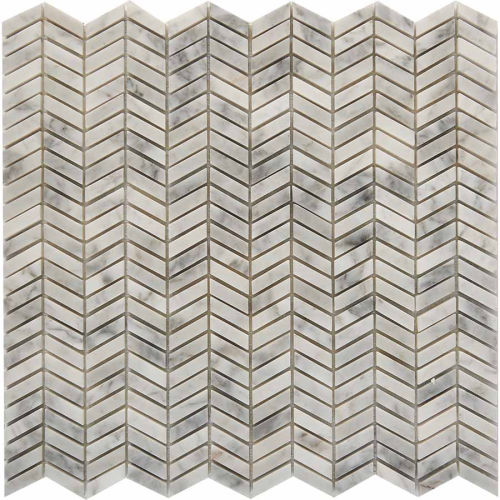 Мозаика Pixel Mosaic PIX 290 Bianco carrara, чип 27x10 мм, сетка 298х307x8 мм, Полированная