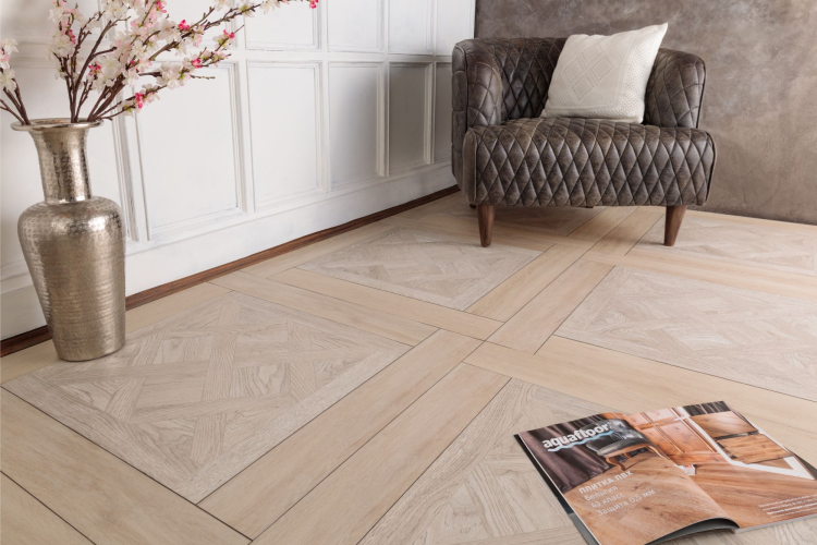 Кварц-виниловый ламинат SPC Aquafloor Versailles + Parquet Plus AF7001VS+AF6017PQ+