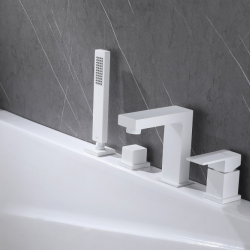 Смеситель ABBER Daheim AF8213W на борт ванны, белый матовый