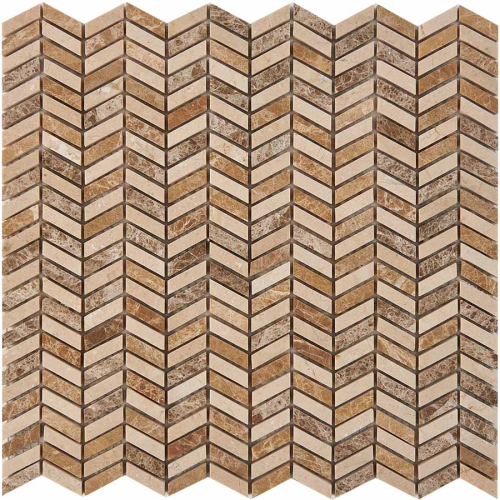 Мозаика Pixel Mosaic PIX 289 Light Emperador, Cream marfil, чип 27x10 мм, сетка 298х307x8 мм, Полированная