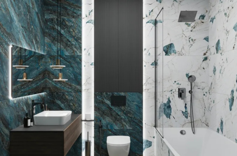 Керамогранит Laparet х9999312960 Beam Turquoise бирюзовый лаппатированный шайн 60х120