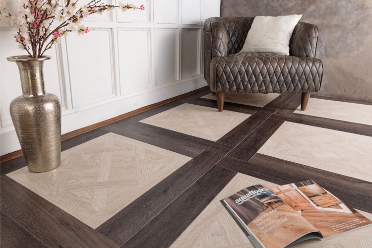 Кварц-виниловый ламинат SPC Aquafloor Versailles + Parquet Plus AF7001VS+AF6015PQ+