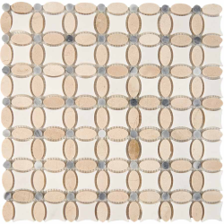 Мозаика Pixel Mosaic PIX 281 Cream marfil, Thassos, Athens grey, чип 32x32 мм, сетка 336х336x8 мм, Полированная