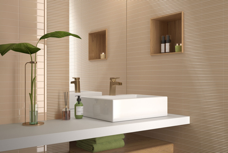 Плитка Equipe Costa Nova 28497 Onda Beige Pale Glossy 5x20