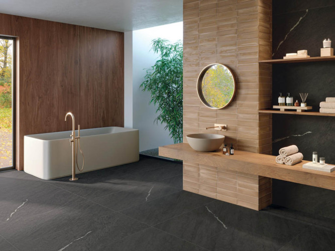 Керамогранит Atlas Concorde Russia 600010002434 Forte dei Marmi Rock Venaria Black Matt Rett 120x120