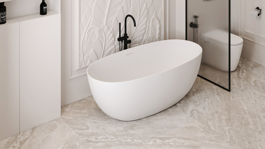 Ванна из искусственного камня ABBER Stein AS9624-1.5 белая матовая