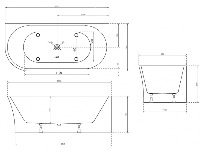 Акриловая ванна ABBER AB9257-1.7 R белая