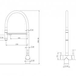 Смеситель ABBER Wasser Kreis AF81141 для кухни с подключением фильтра и выдвижной лейкой, хром