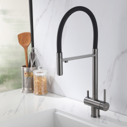 Смеситель ABBER Wasser Kreis AF81141NG для кухни с подключением фильтра и выдвижной лейкой, никель