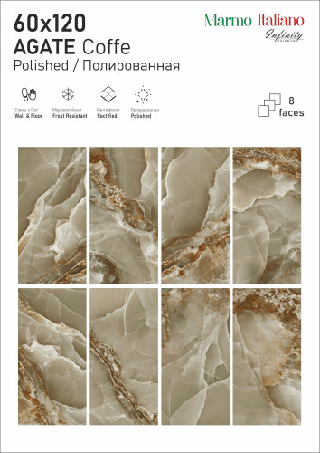 Керамогранит ITC Agate Coffe Polished 60x120