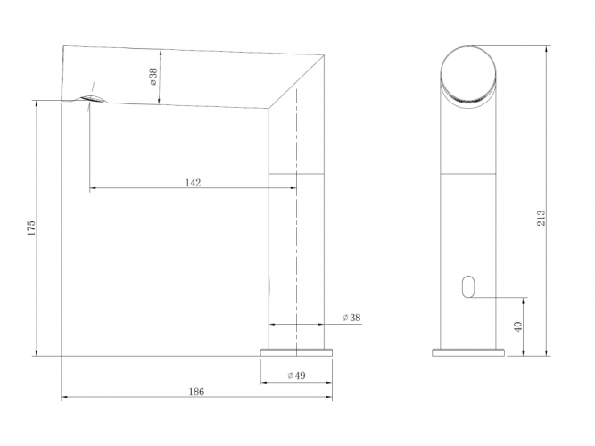 Смеситель ABBER Perfekte 316 AF8A101BGGS сенсорный для раковины, оружейная сталь брашированная