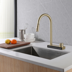 Смеситель ABBER Wasser Kreis AF8114G для кухни с выдвижной лейкой, золото матовое