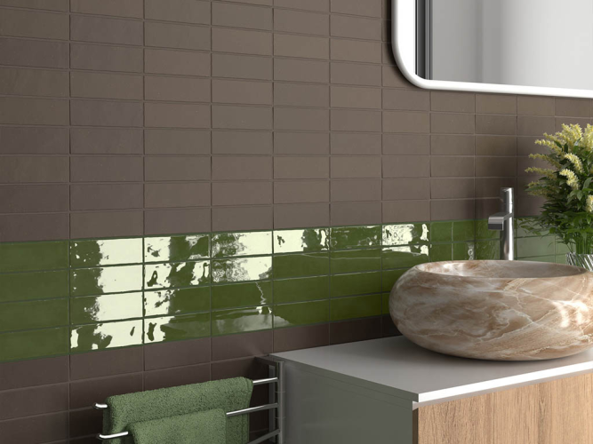 Плитка Equipe Fango 30675 Green Gloss 5x15