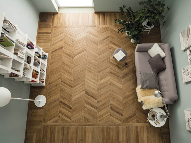 Керамогранит Rondine J86582 Vintage Brune Chevron 7.5x40.7