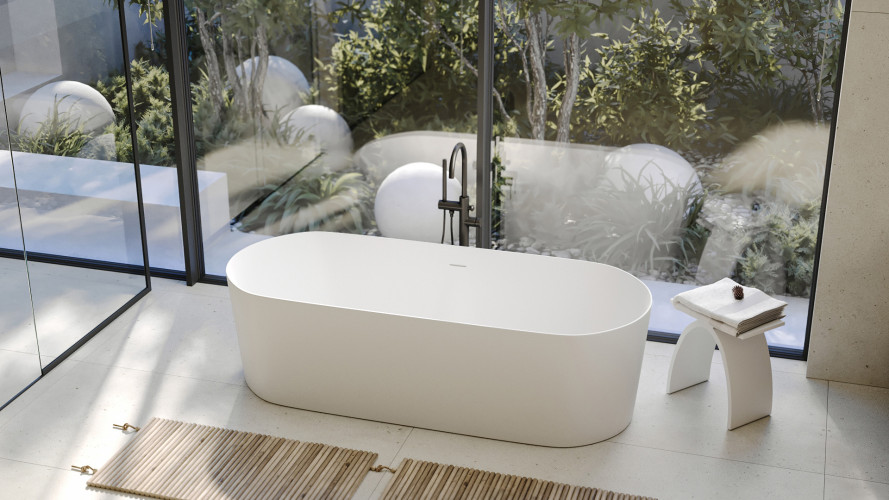 Ванна из искусственного камня ABBER Stein AS9614 белая матовая