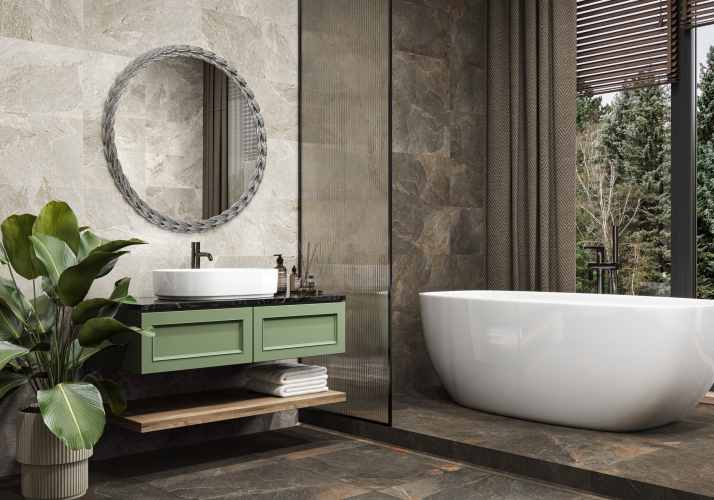 Керамогранит Delacora D60223M Stoncrete Сopper матовый карвинг 60x60