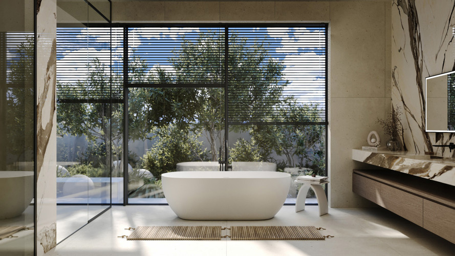 Ванна из искусственного камня ABBER Stein AS9613-1.7 белая матовая