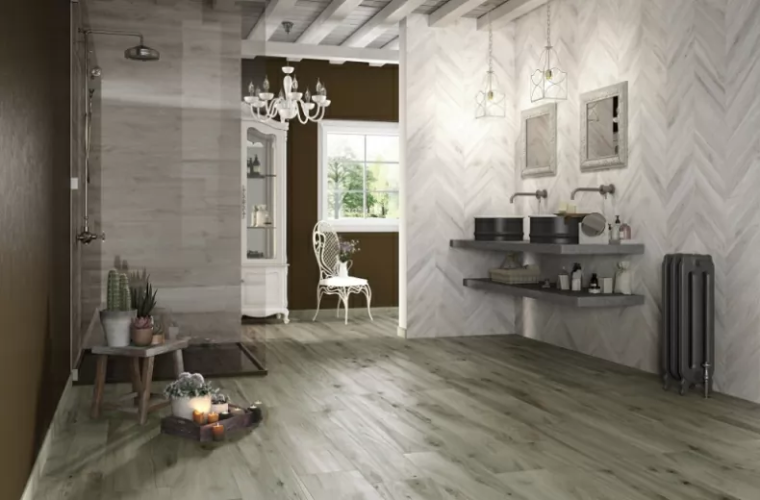 Керамогранит Rondine J86591 Woodie Chevron Blue 7.5x40.7