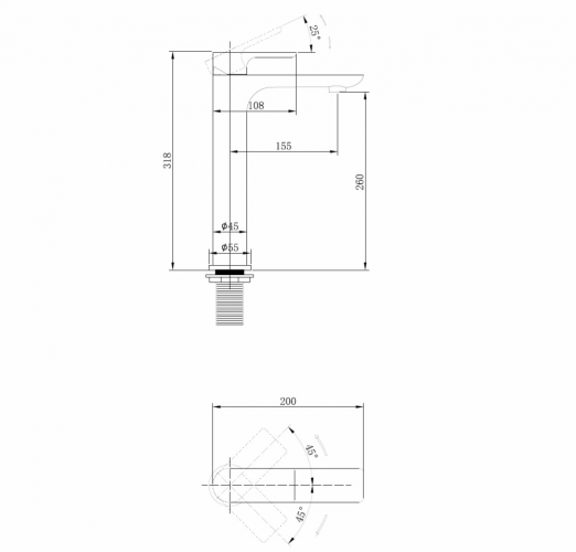 Смеситель ABBER Weiss Insel AF8011FW для раковины, белый матовый