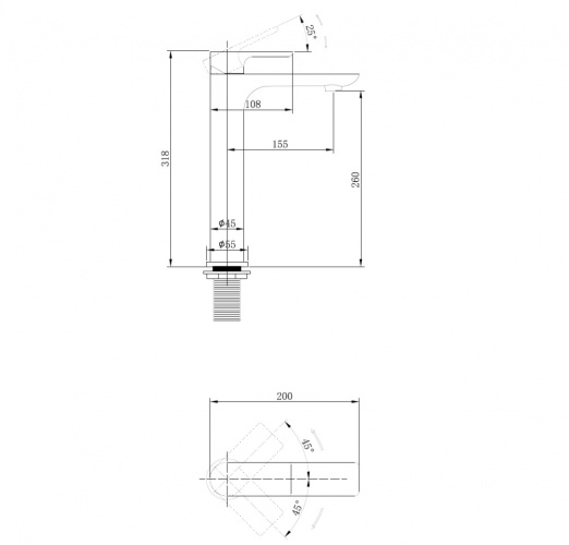 Смеситель ABBER Weiss Insel AF8011W для раковины, белый-хром