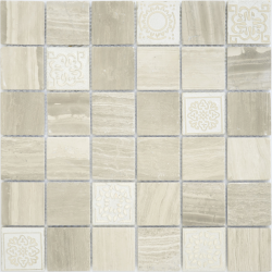 Мозаика LeeDo Ceramica Art Travertino Silver MAT (48x48x8) 300x300, матовая