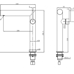 Смеситель ABBER Perfekte 316 AF8A11BGG-L для раковины, оружейная сталь брашированная
