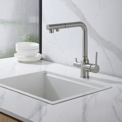 Смеситель ABBER Emotion AF8814SP для кухни с подключением фильтра и выдвижной лейкой, сатин