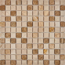 Мозаика Pixel Mosaic PIX 274 Emperador Light, Crema Nova, чип 23x23 мм, сетка 305х305x6 мм, Полированная