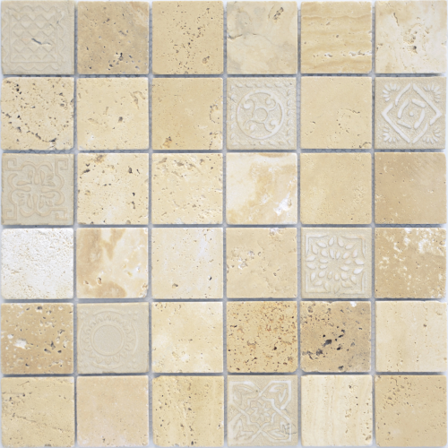 Мозаика LeeDo Ceramica Art Travertino Beige MAT (48x48x8) 300x300, матовая