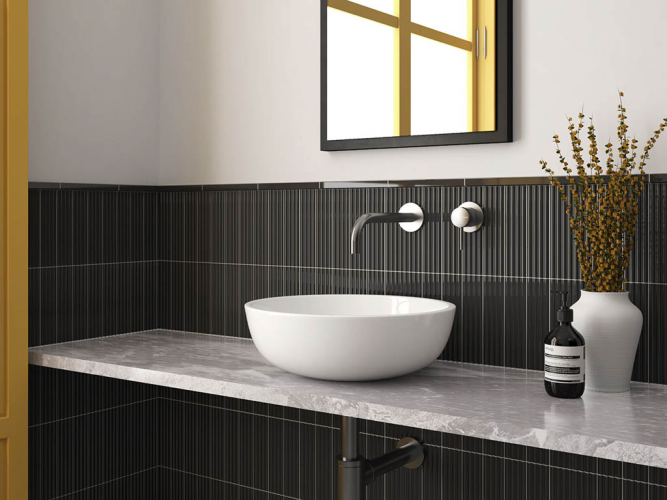 Плитка Equipe Costa Nova 28521 Onda Black Matt 5x20