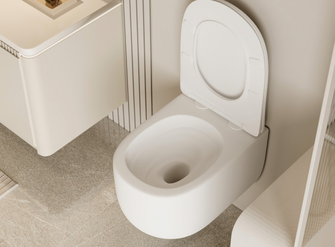 Унитаз ABBER Bequem AC1104TMW подвесной белый матовый, безободковый, смыв торнадо