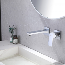 Смеситель ABBER Weiss Insel AF8082W для раковины скрытого монтажа, белый-хром