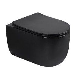 Унитаз ABBER Bequem AC1104TMB подвесной черный матовый, безободковый, смыв торнадо