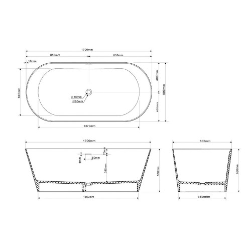Ванна из искусственного камня ABBER Stein AS9605 белая матовая