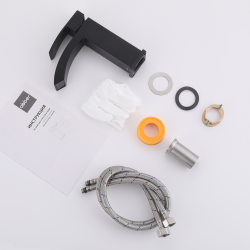 Смеситель ABBER Wasserfall AF8610B для раковины, черный матовый