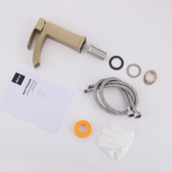 Смеситель ABBER Wasserfall AF8610G для раковины, золото матовое