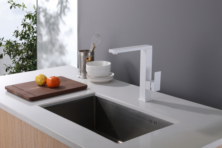 Смеситель ABBER Daheim AF8214W для кухни, белый матовый