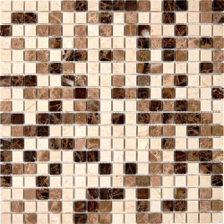 Мозаика Pixel Mosaic PIX 268 Emperador Dark, light, Crema Nova, чип 15x15 мм, сетка 305х305x4 мм, Полированная