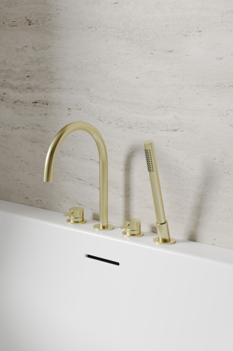 Смеситель ABBER Wasser Kreis 316 AF8113BG на борт ванны, золото брашированное