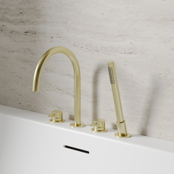 Смеситель ABBER Wasser Kreis 316 AF8113BG на борт ванны, золото брашированное