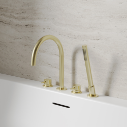 Смеситель ABBER Wasser Kreis 316 AF8113BG на борт ванны, золото брашированное