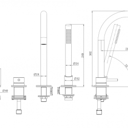 Смеситель ABBER Wasser Kreis 316 AF8113BG на борт ванны, золото брашированное