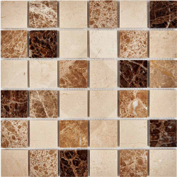 Мозаика Pixel Mosaic PIX 270 Emperador Dark, light, Crema Nova, чип 48x48 мм, сетка 305х305x6 мм, Полированная