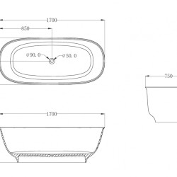 Прозрачная ванна ABBER Kristall AT9707Onyx черная