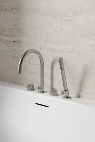 Смеситель ABBER Wasser Kreis 316 AF8113BGG на борт ванны, оружейная сталь брашированная