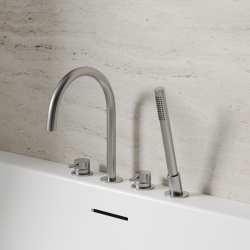 Смеситель ABBER Wasser Kreis 316 AF8113BGG на борт ванны, оружейная сталь брашированная