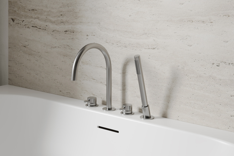 Смеситель ABBER Wasser Kreis 316 AF8113BGG на борт ванны, оружейная сталь брашированная