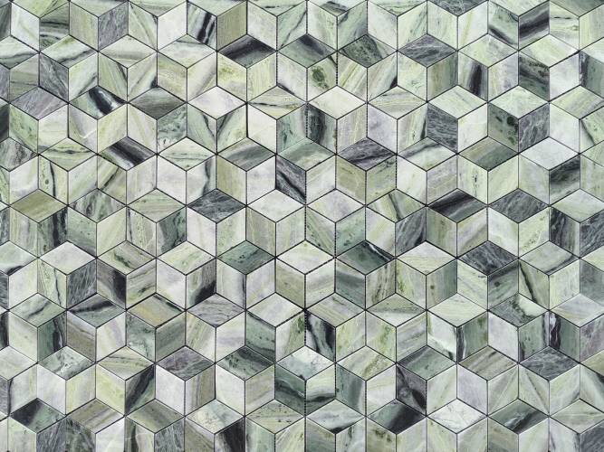 Мозаика LeeDo Ceramica Onice Verde oliva POL diamond (96x55x7) 298х259, полированная глянцевая