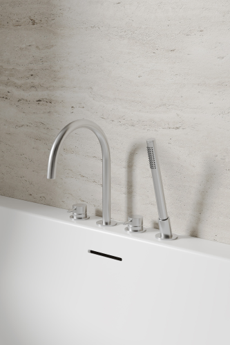 Смеситель ABBER Wasser Kreis 316 AF8113BST на борт ванны, сталь брашированная