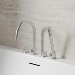 Смеситель ABBER Wasser Kreis 316 AF8113BST на борт ванны, сталь брашированная